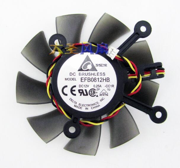 Wholesale Delta EFB0812HB DC 12V 0.25A 3-line Small Plug Graphics Card Heat Dissipation Cooling Fan
