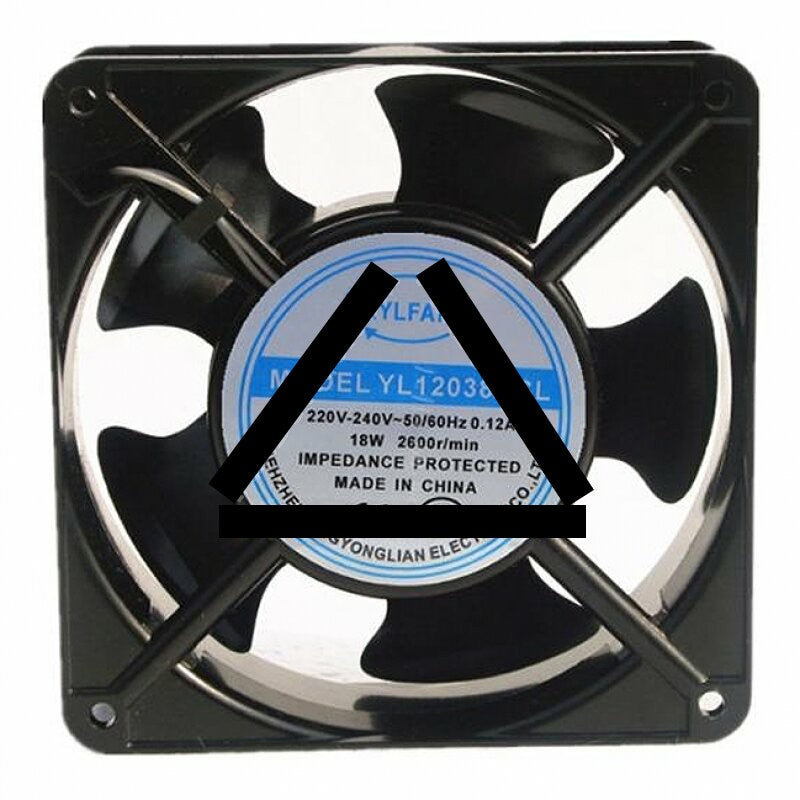 XYLFAN YL12038HSL AC 220V-240V 0.12A 18W 2 Wires Axial Cooling Fan