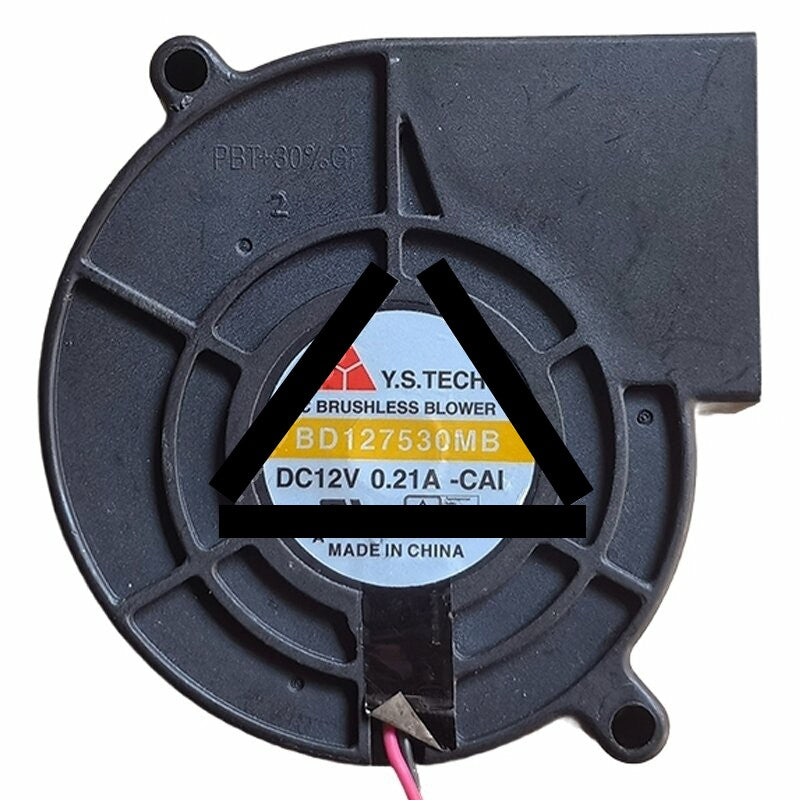 Y.S.TECH BD127530MB DC 12V 0.21A 2 Wires Brushless Blower Cooling Fan
