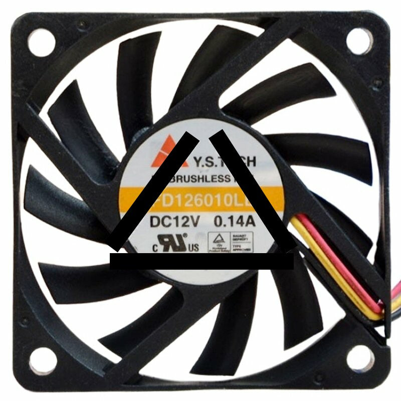 Y.S.TECH FD126010LB DC 12V 0.14A 3 Wires Brushless Axial Cooling Fan