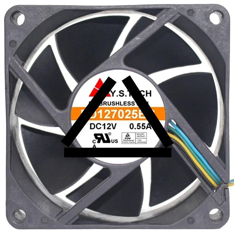 Y.S.TECH FD127025EB 12V 0.55A 4 Wires PWM DC Brushless Cooling Fan