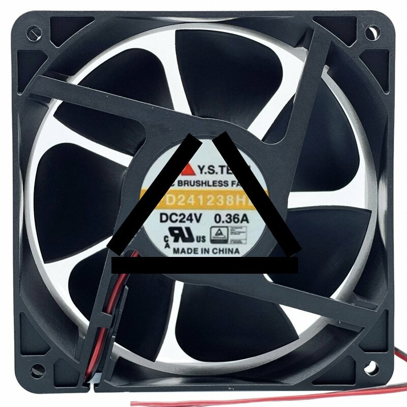 Y.S.TECH FD241238HB 24V 0.36A 2 Wires DC Brushless Axial Cooling Fan