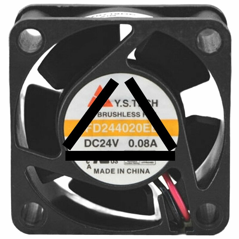 Y.S.TECH FD244020EB DC 24V 0.08A 2 Wires Brushless Axial Cooling Fan