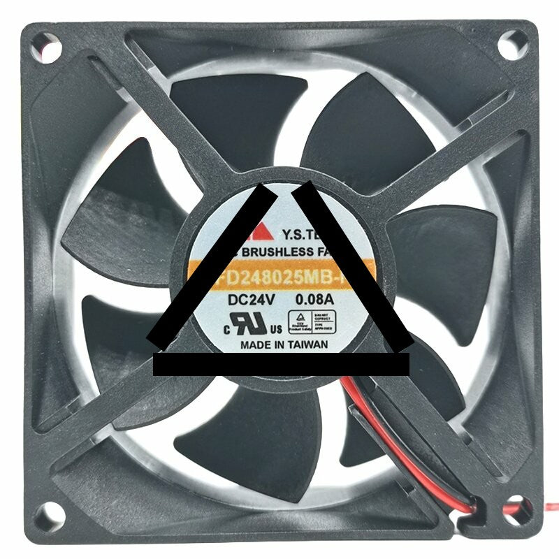 Y.S.TECH FD248025MB-N DC 24V 0.08A 2 Wires Brushless Axial Cooling Fan