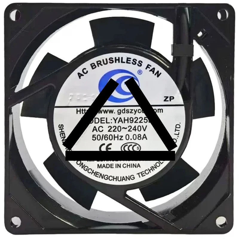 YAH YAH9225B2 200~240V 0.08A 2 Wires Impedance Protected Cooling Fan