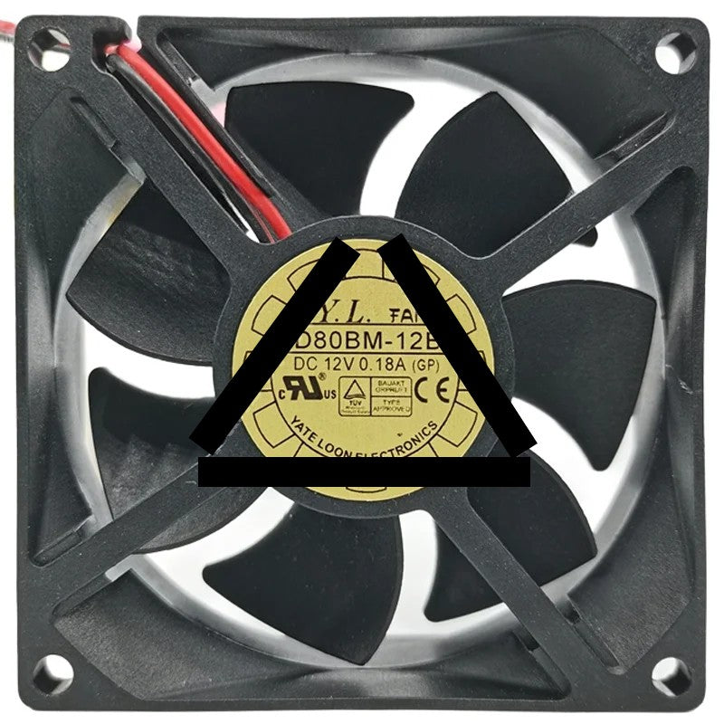 YaLn Fan D80BM-12B 12V 0.18A 2 Wires Axial Cooling Fan
