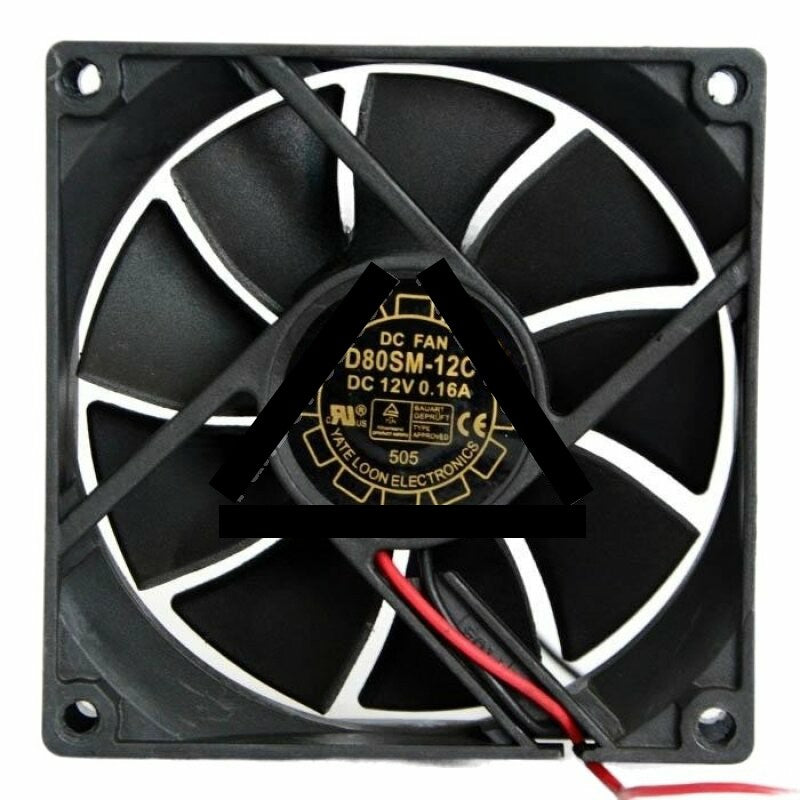 YATE LOON D80SM-12C DC 12V 0.16A 2 Wires Axial Cooling Fan