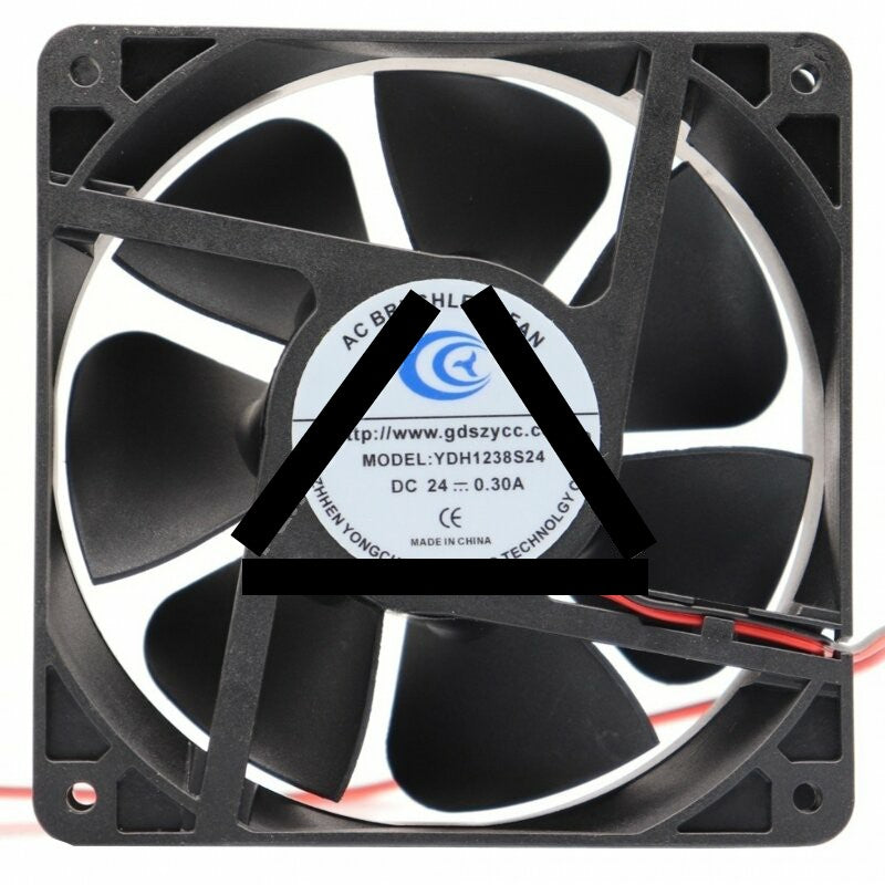 YCC YDH1238S24 DC 24V 0.30A 2 Wires Brushless Axial Cooling Fan