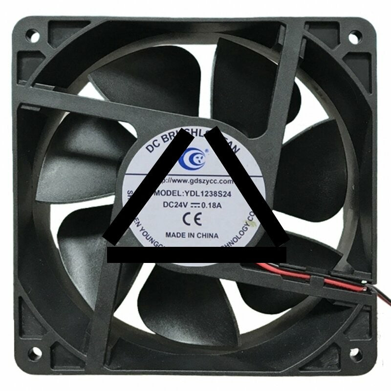 YCC YDL1238S24 DC 24V 0.18A 2 Wires DC Brushless Axial Cooling Fan