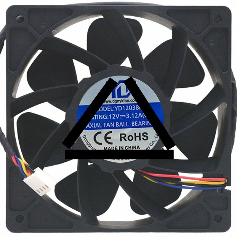 YD YD12038HB 12V 3.12A 4 Wires Ball Bearing Axial Cooling Fan