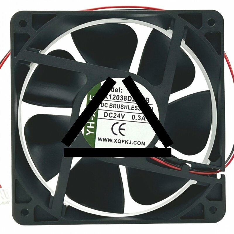 YH-XQF X12038D24MB DC 12V 0.3A 2 Wires DC Brushless Axial Cooling Fan