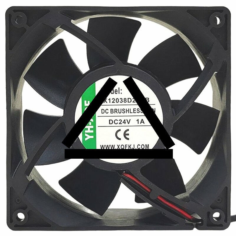YH-XQF X12038D24UB DC 24V 1A 2 Wires DC Brushless Axial Cooling Fan