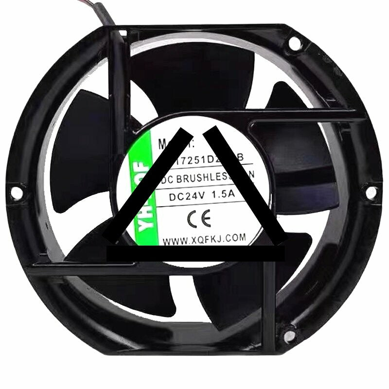 YH-XQF X17251D24HB DC 24V 1.5A 2 Wires DC Brushless Axial Cooling Fan