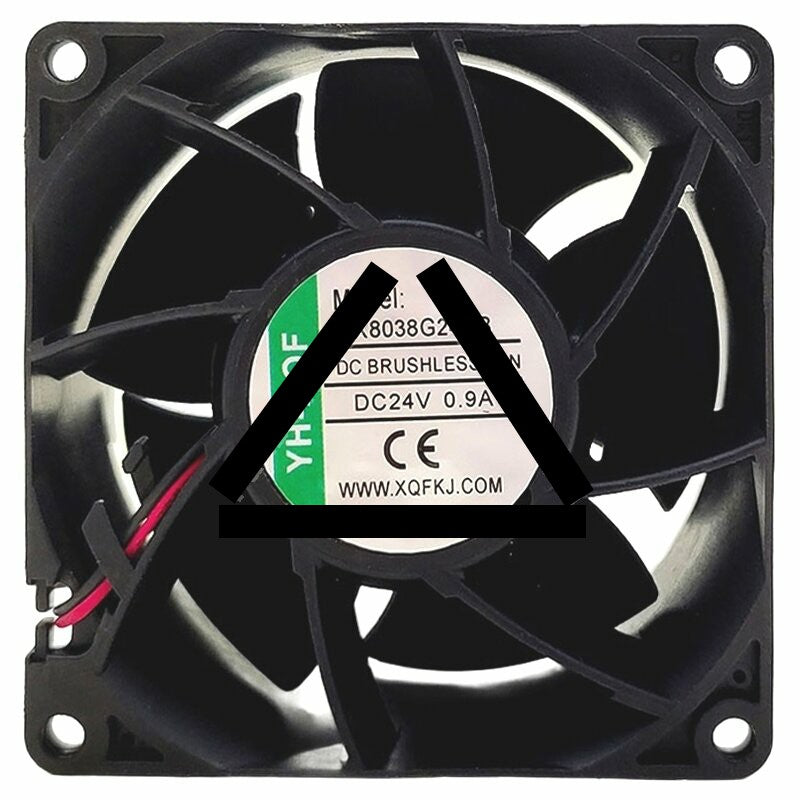 YH-XQF X8038G24HB DC 24V 0.9A 2 Wires DC Brushless Axial Cooling Fan