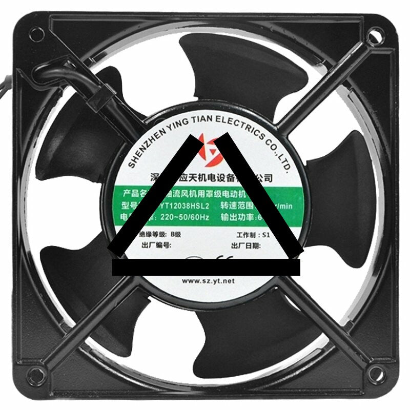 YING TIAN YT12038HSL2 AC 220V 6W 2 Wires Axial Cooling Fan