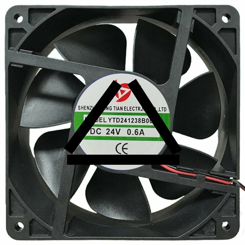 YING TIAN YTD241238B0000 DC 24V 0.6A 2 Wires 12038 Axial Cooling Fan