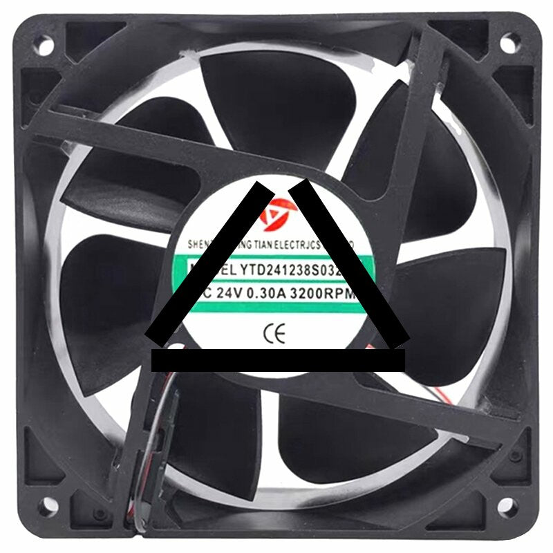 YINGTIAN YTD241238S03202 DC 24V 0.30A 2 Wires 3200RPM Axial Cooling Fan