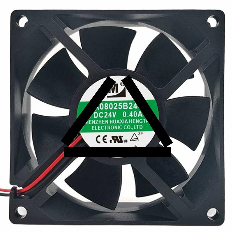 YM DA08025B24UA DC 24V 0.40A 2 Wires Axial Cooling Fan