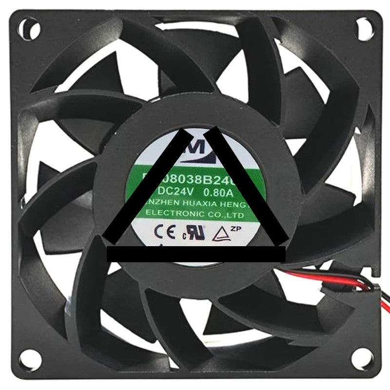 YM DZ08038B24UA DC 24V 0.80A 2 Wires Axial Cooling Fan
