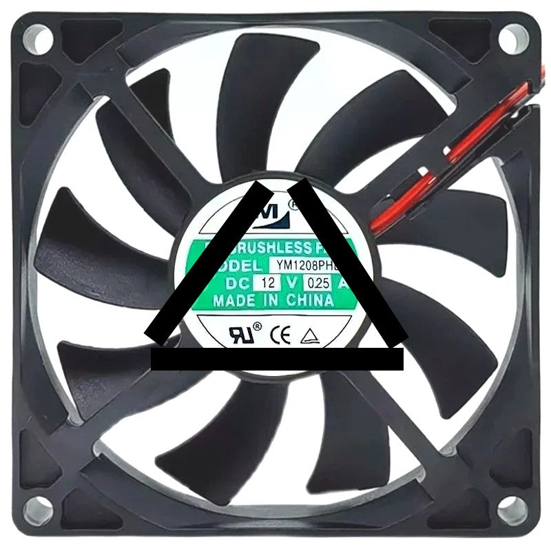 YM YM1208PHB1 12V 0.25A 2 Wires Axial Cooling Fan
