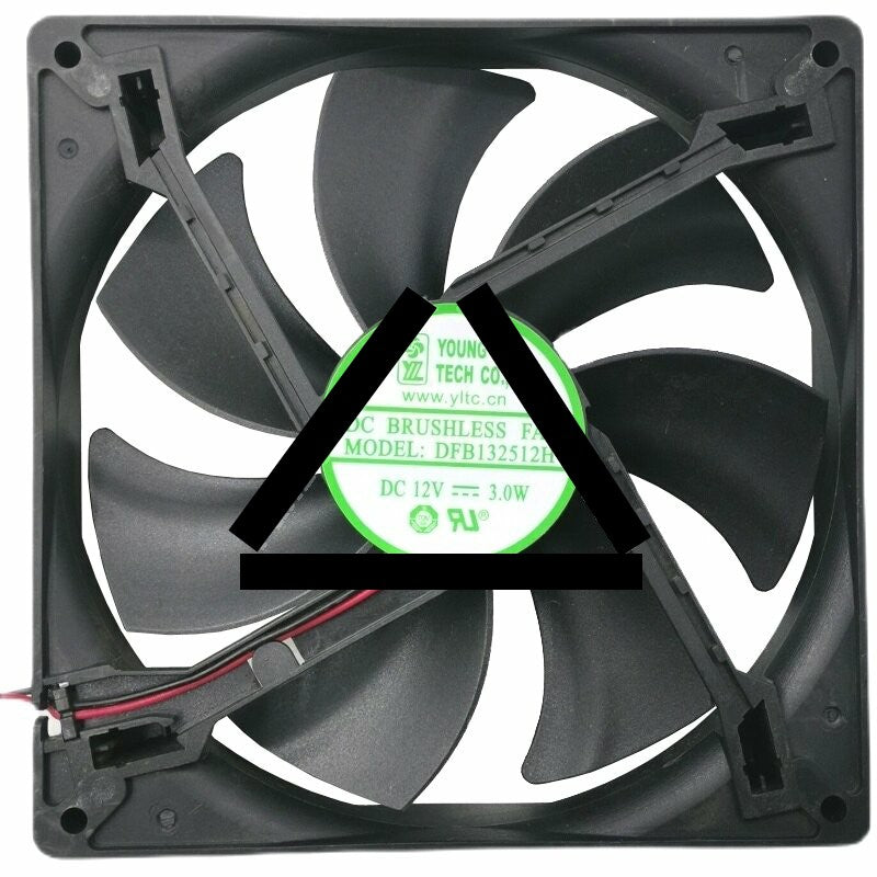YOUNG LIN DFB132512H DC 12V 3.0W 2 Wires Brushless Axial Cooling Fan