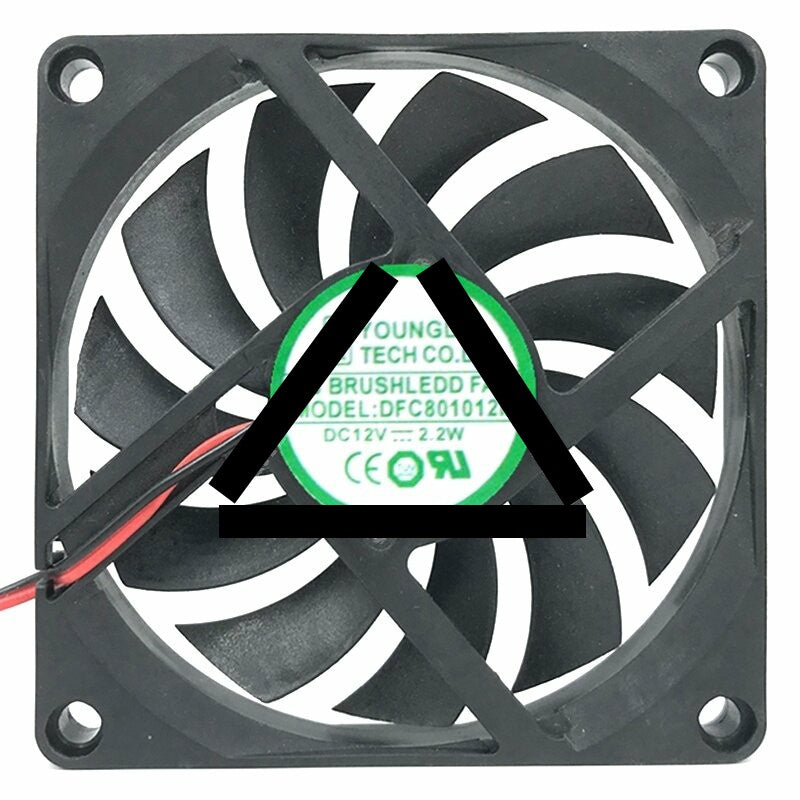 YOUNG LIN DFC801012M DC 12V 2.2W 2 Wires / 3 Wires Brushless Axial Cooling Fan