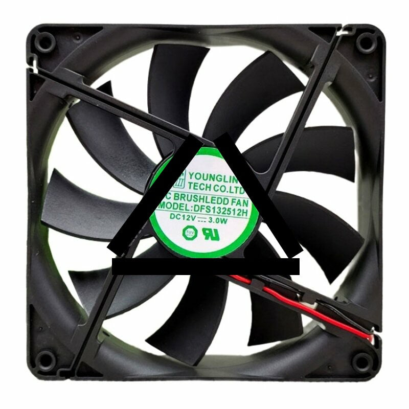 YOUNG LIN DFS132512H DC 12V 3.0W 2 Wires Axial Cooling Fan
