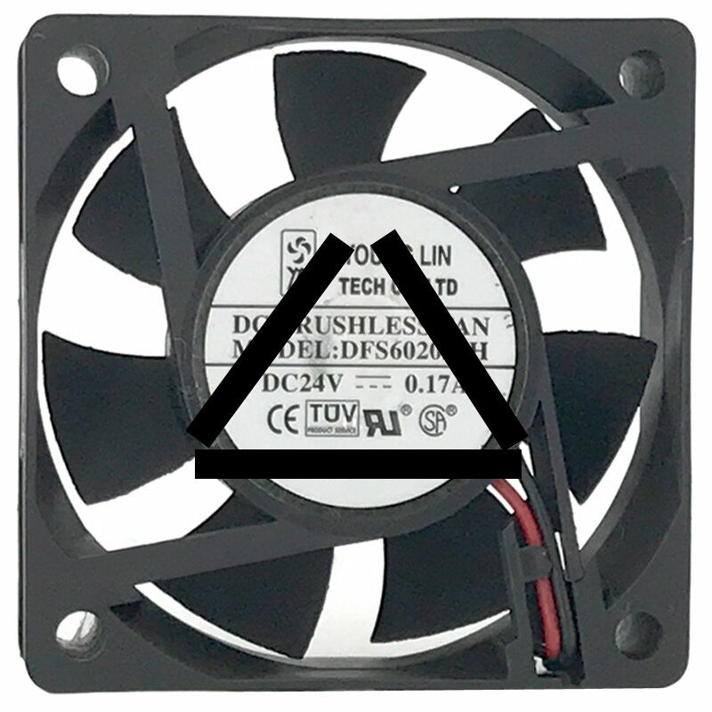 YOUNG LIN DFS602024H 24V 0.17A 2 Wires DC Brushless Axial Cooling Fan